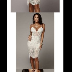 NWT JLUXLABEL White Leighton Tiered Lace Dress S